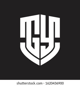GY Logo monogram with emblem shield shape design isolated on black background