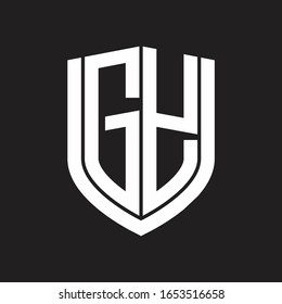 GY Logo monogram with emblem shield design isolated on black background