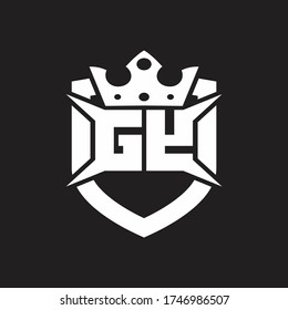 GY Logo monogram isolated with shield and crown design template