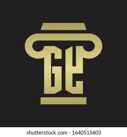GY Logo monogram with pillar style design template with gold colors