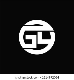 Monograma del logotipo GY con la plantilla de diseño de movimiento de línea redondeada sobre fondo negro