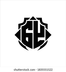 GY Logo monogram with shield line and 3 arrows shape design template on white background