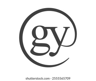 GY logo from two letter with circle shape email sign style. G and Y round logotype of business company for brand identity.