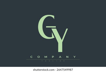 GY Modern Initials Logo Design. Branding logo with stylized initials showcasing bold design and modern aesthetic. Ideal for professional business branding or creative projects focusing on minimalistic