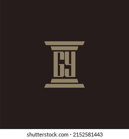 GY monogram initial logo for lawfirm with pillar design