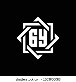 GY monogram logo with abstract square around design template