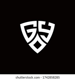 Logo de monograma GY con plantilla de diseño de estilo de escudo moderno aislado en fondo negro