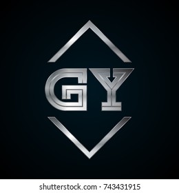 GY Monogram, Metal Logo, Silver Logo