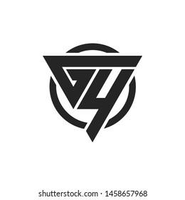 GY, YG, G4, 4G Triangle Logo Circle Monogram Design Vector Super Hero Concept