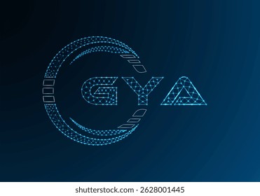 GYA low poly letter logo vector design. GYA lower poly logo design. Low poly logo.