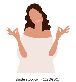 Gyan mudra or chin-mudra - gesture in yoga fingers. Symbol in Buddhism or Hinduism concept. Yoga technique for meditation. Vector