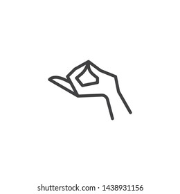 Gyan mudra hand gesture line icon. Meditation hand linear style sign for mobile concept and web design. Yoga fingers outline vector icon. Symbol, logo illustration. Vector graphics