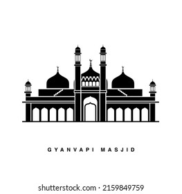 Gyanvapi Masjid vector icon. Gyanvapi Mosque Varanasi black icon.