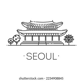 Gyeongbokgung palace, Seoul silhouette. Vector illustration - Shutterstock ID 2234908845