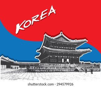 Gyeongbokgung Palace in Seoul, South Korea, vector