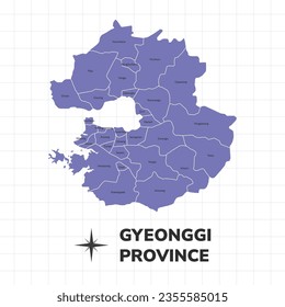 Gyeonggi Province map illustration. Map of cities in South Korea