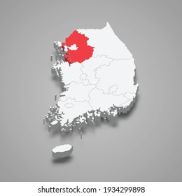 Gyeonggi region location within South Korea 3d isometric map