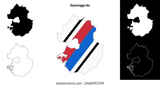 Gyeonggi-do province outline map set