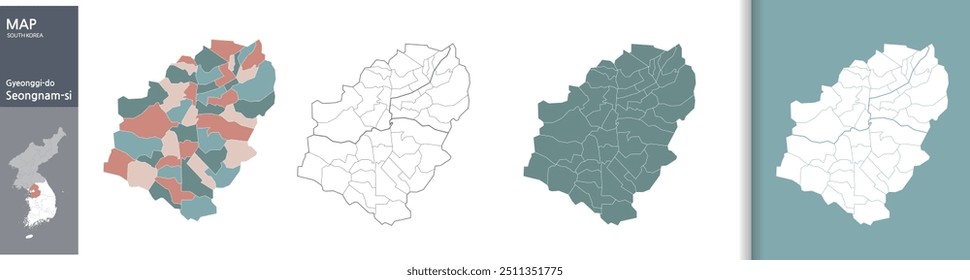 Gyeonggi-do Seongnam-si Administrative District Map (Illustration)