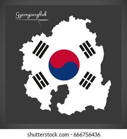 Gyeongsangbuk map with South Korean national flag illustration