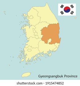 gyeongsangbuk province, south korea map with provinces, vector illustration