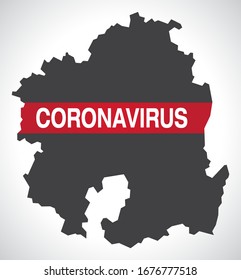 Gyeongsangbuk SOUTH KOREA province map with Coronavirus warning illustration