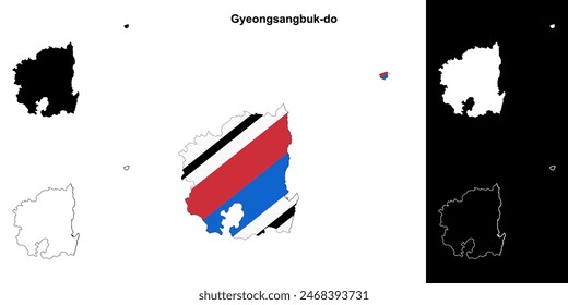 Gyeongsangbuk-do province outline map set