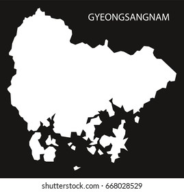 Gyeongsangnam South Korea map black inverted silhouette illustration