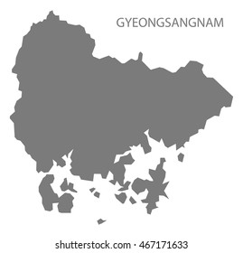 Gyeongsangnam South Korea Map in grey