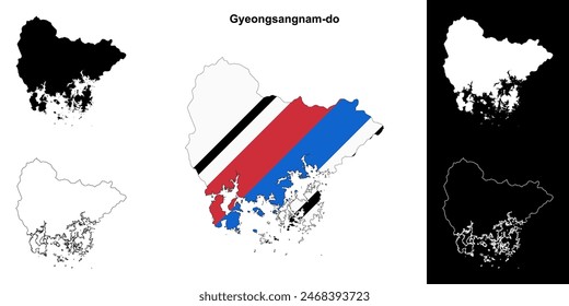 Gyeongsangnam-do province outline map set