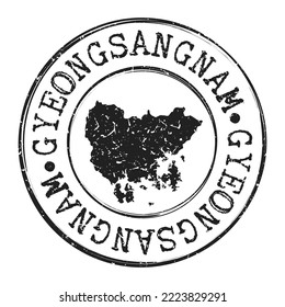 Gyeongsangnam-do, South Korea Silhouette Postal Passport. Stamp Round Vector Icon Map. Design Travel Postmark. 