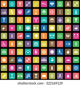 gym 100 icons universal set for web and mobile
