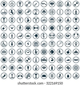 gym 100 icons universal set for web and mobile