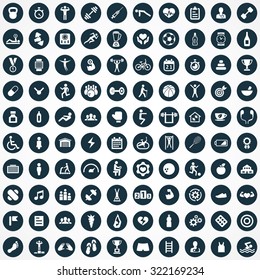 gym 100 icons universal set for web and mobile
