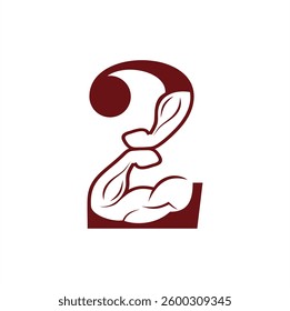 gym arm workout combined with number 2, vector art.