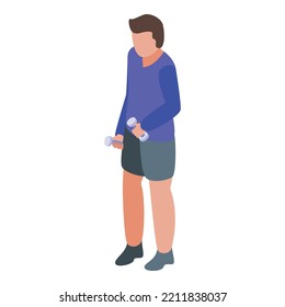 Icono de atleta de gimnasio vector isométrico. Ejercicio de entrenamiento. Formación deportiva