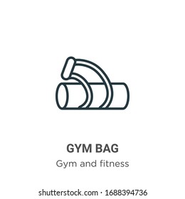 Gym bag outline vector icon. Thin line black gym bag icon, flat vector simple element illustration from editable gym and fitness concept isolated stroke on white background
