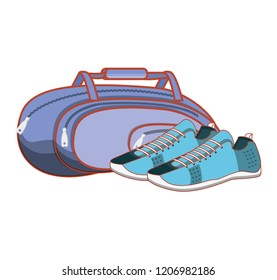 gym bag with shoes isolated icon