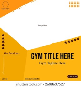 Gym banner layout for online web social media post. Gym modern template design.