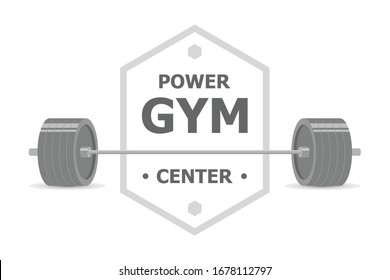 Gym Barbell Badge Power Gym Illustration Vector
