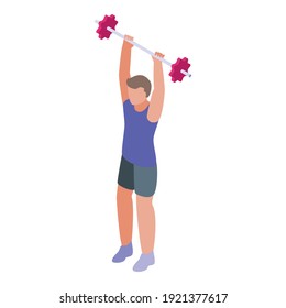 Gym barbell exercise icon. Isometric of gym barbell exercise vector icon for web design isolated on white background