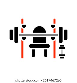 Gym Barbell Filled Icon Vector Illustration . vector illustration, pictogram isolated on white background. color editable