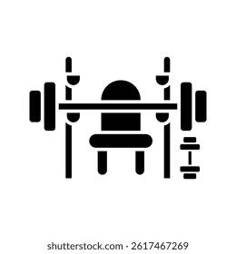Gym Barbell Filled Icon Vector Illustration . vector illustration, pictogram isolated on white background. color editable