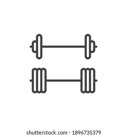 Gym Barbell Line Icon. Linear Style Sign For Mobile Concept And Web Design. Dumbell, Barbell Outline Vector Icon. Symbol, Logo Illustration. Vector Graphics