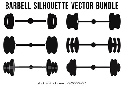 Gym Barbell Silhouette Vector Bundle, Fitness equirement element silhouettes