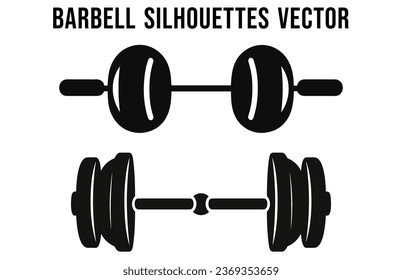 Gym Barbell Silhouette Vector Bundle, Fitness equirement element silhouettes