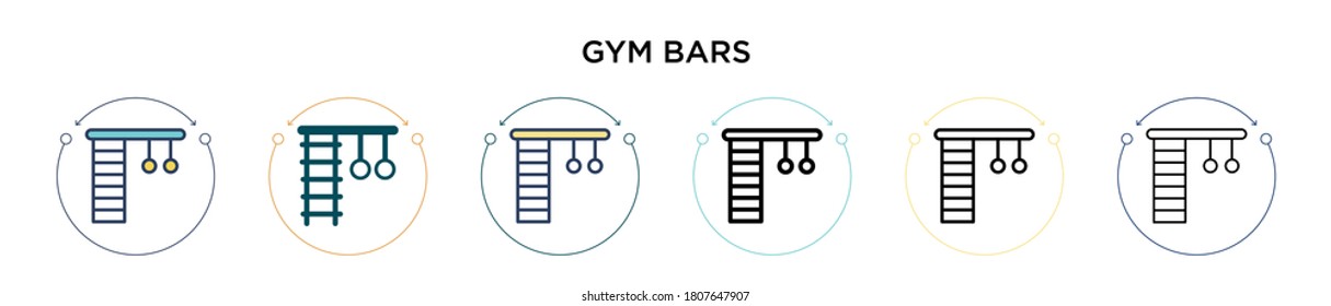 Icono de barras de gimnasio en estilo relleno, delgado, contorno y trazo. Ilustración vectorial de dos barras de gimnasio de color y negro los diseños de iconos vectoriales se pueden usar para móviles, ui, web
