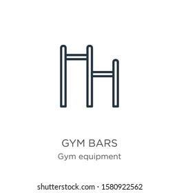 Gym bars icon. Thin linear gym bars outline icon isolated on white background from gym equipment collection. Line vector sign, symbol for web and mobile
