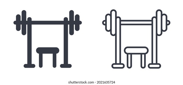 Gym bench press barbell training vector icon