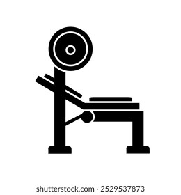 Gym bench press icon isolated on white background.